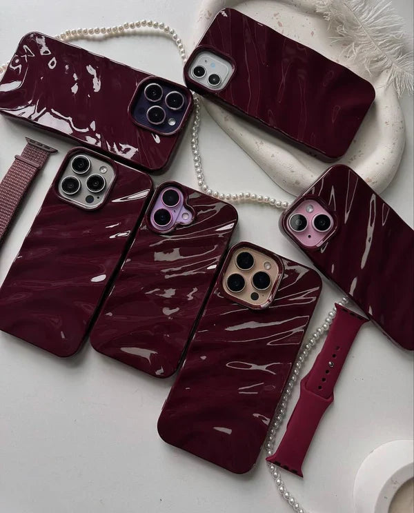 Cherry Burgundy Waves Phone Case 🍒✨ ( FLAT 50% OFF )