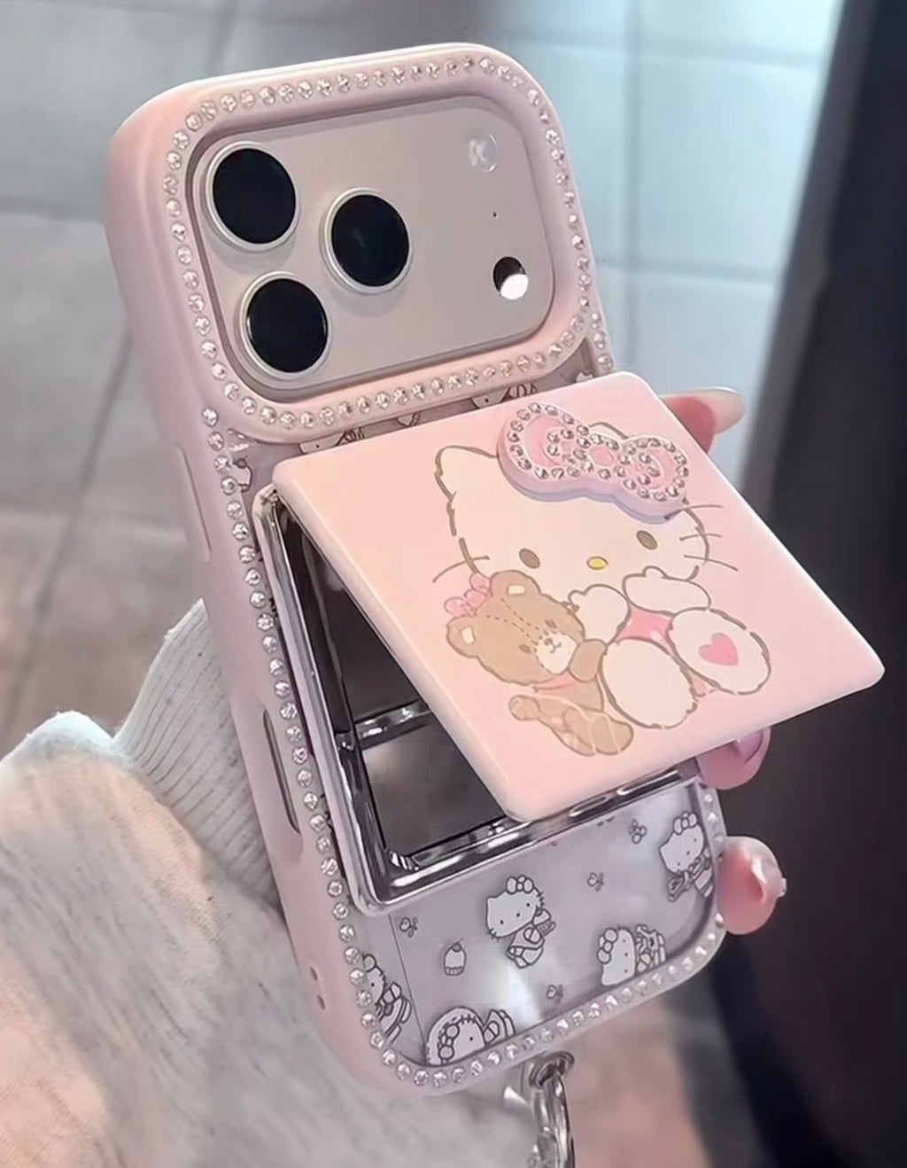 Luxury Diamond Vanity Hello Kitty Bow Case