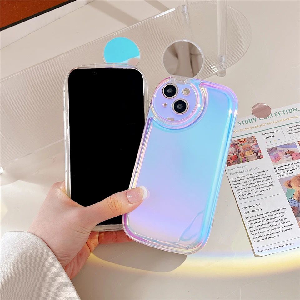 Laser Holographic Flip Mirror Case For iPhone