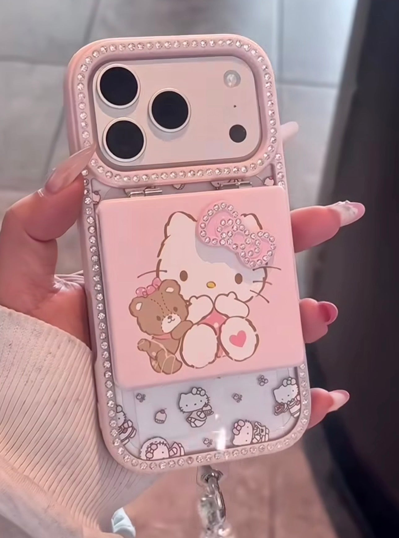 Luxury Diamond Vanity Hello Kitty Bow Case