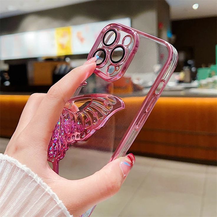 Shimmery Butterfly Glitter Case – 2-in-1 Protection & Style (Available in 6 Colors)