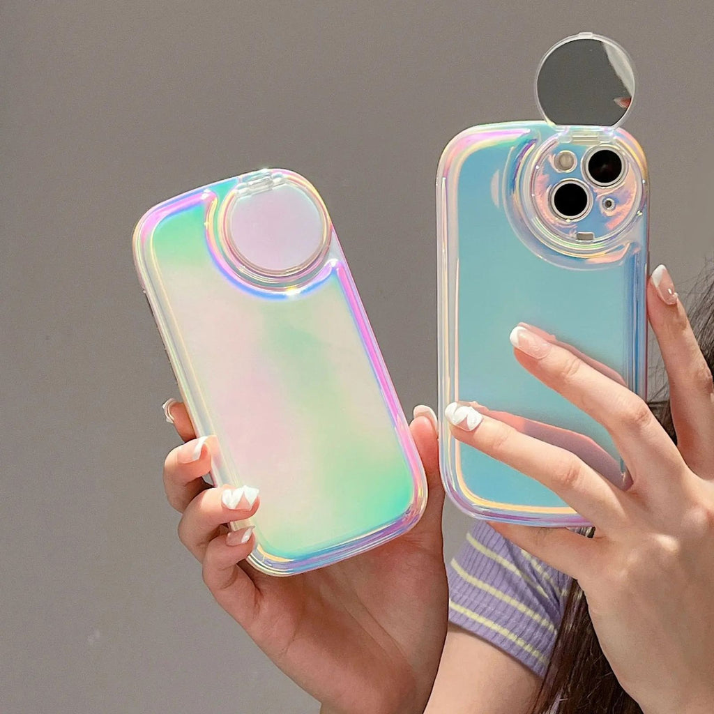 Laser Holographic Flip Mirror Case For iPhone