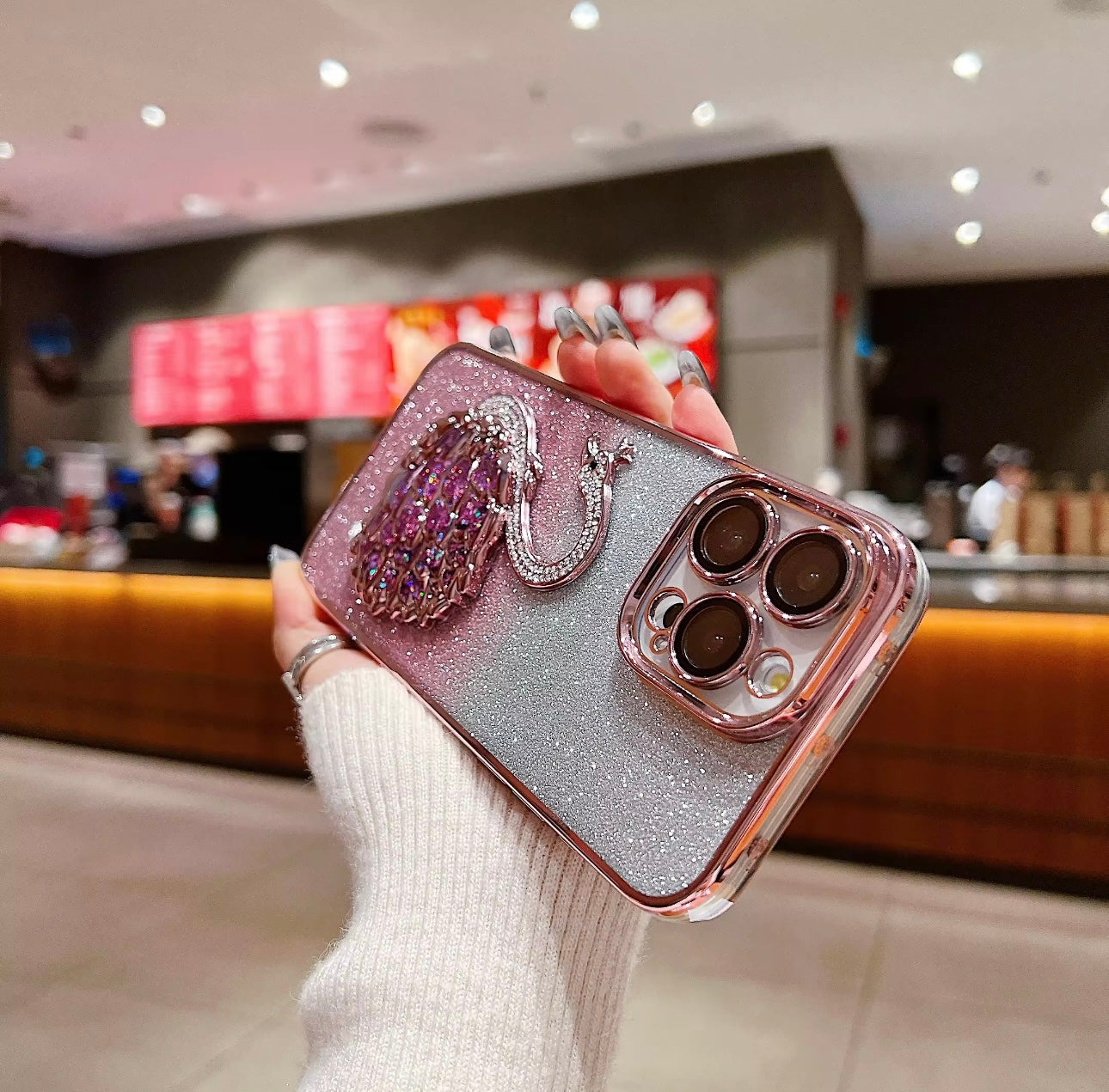 Premium Quality Glitter Duck Style Case for iPhone with Lens protector