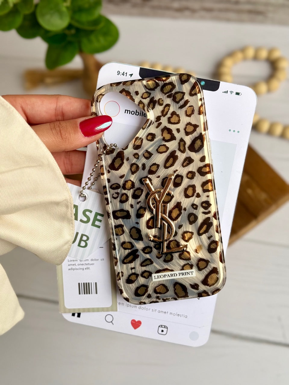 Premium Ysl Branded Leopards Case With Box packing
