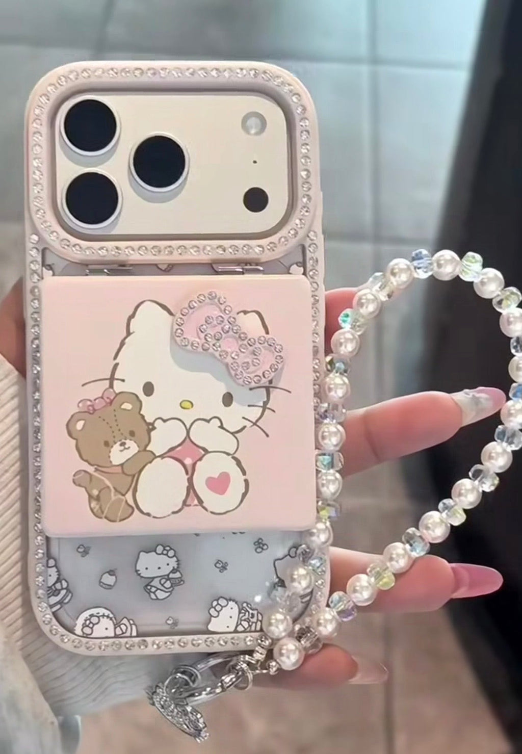 Luxury Diamond Vanity Hello Kitty Bow Case