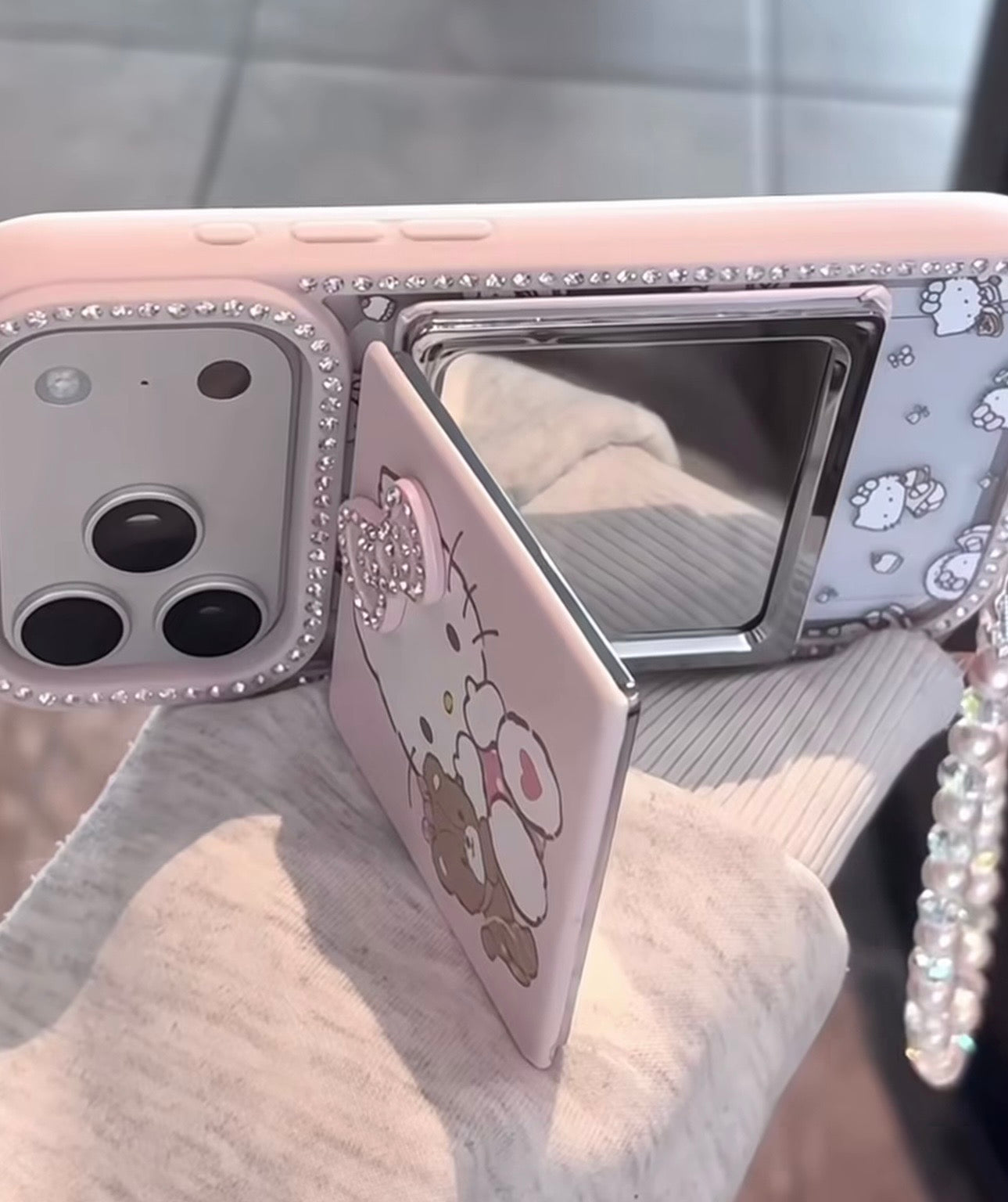 Luxury Diamond Vanity Hello Kitty Bow Case