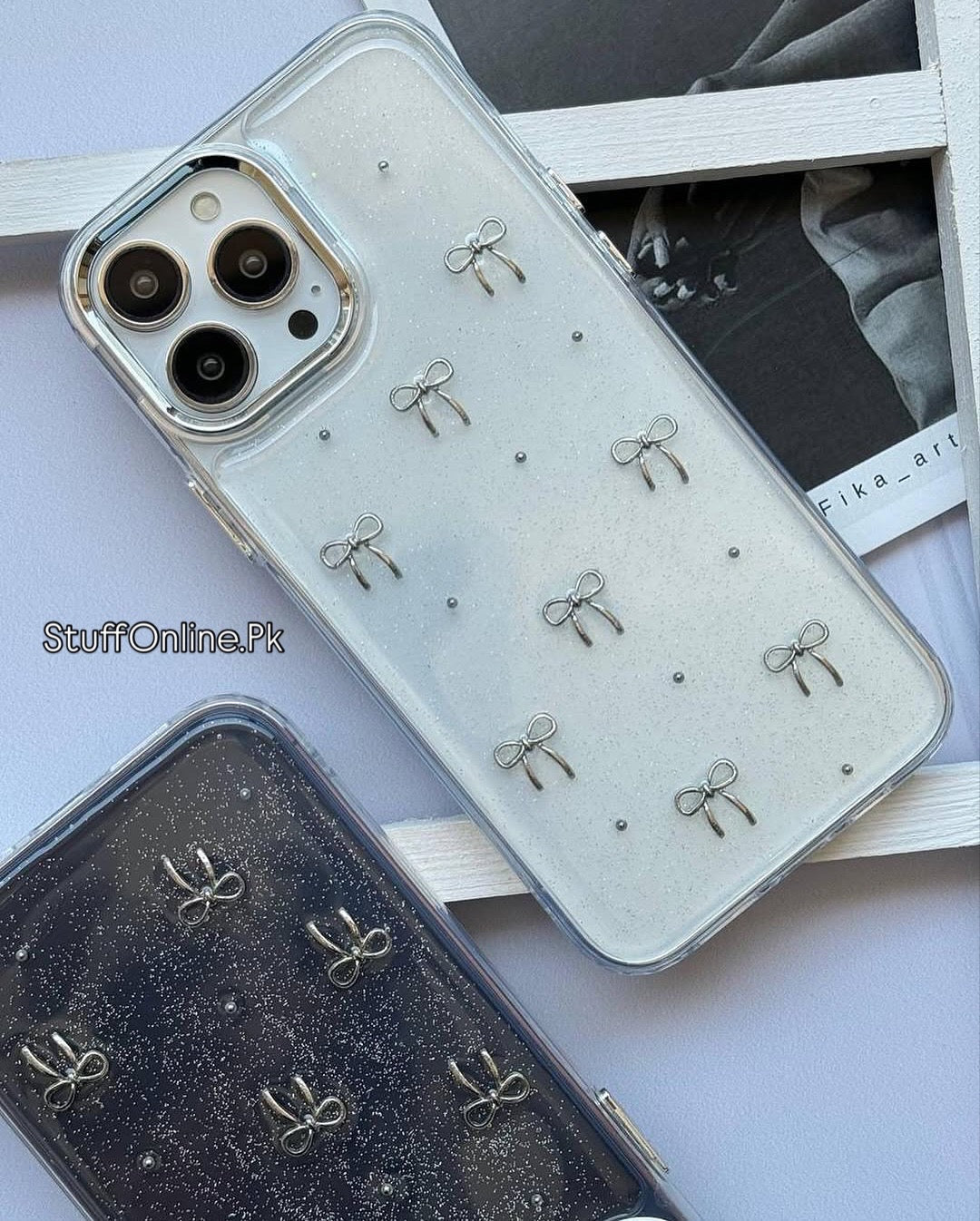 TRANSPARENT BOW SHIMMERY CASE 50% OFF TODAY