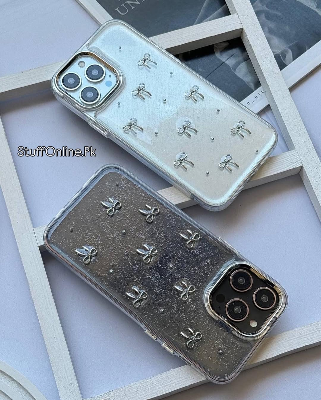 TRANSPARENT BOW SHIMMERY CASE 50% OFF TODAY