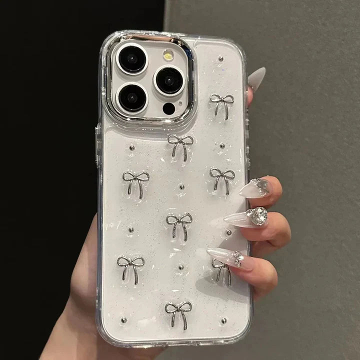 TRANSPARENT BOW SHIMMERY CASE 50% OFF TODAY