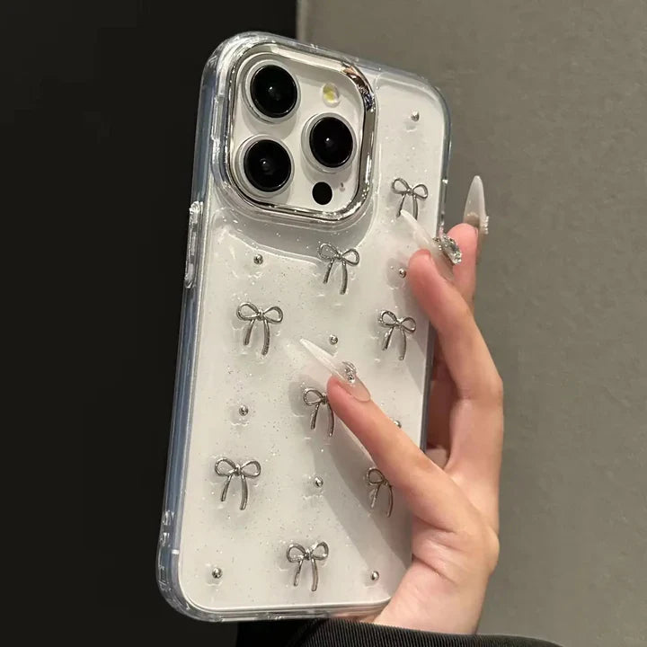 TRANSPARENT BOW SHIMMERY CASE 50% OFF TODAY