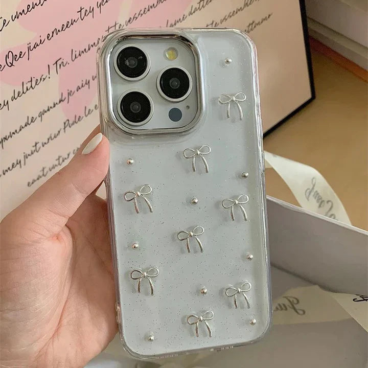 TRANSPARENT BOW SHIMMERY CASE 50% OFF TODAY