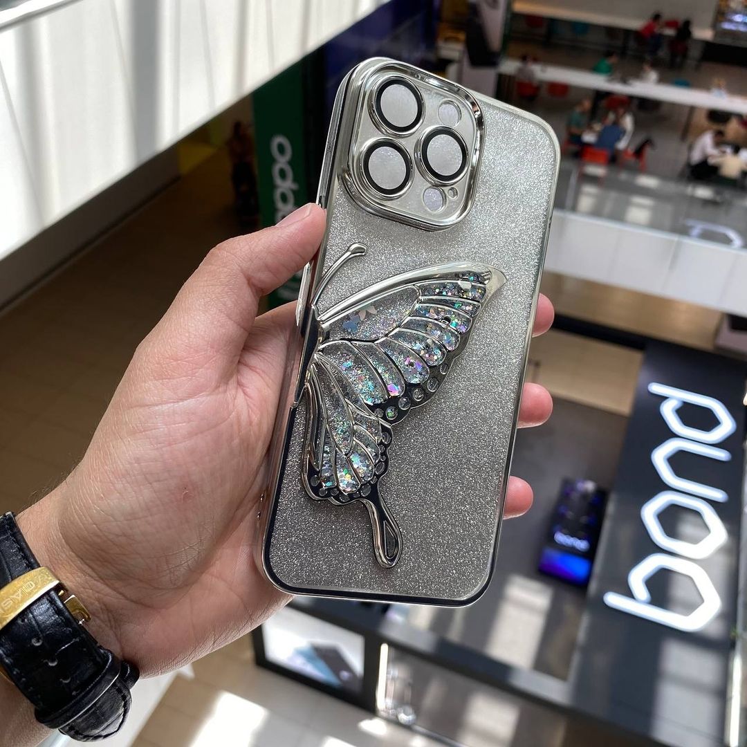 Shimmery Butterfly Glitter Case – 2-in-1 Protection & Style (Available in 6 Colors)