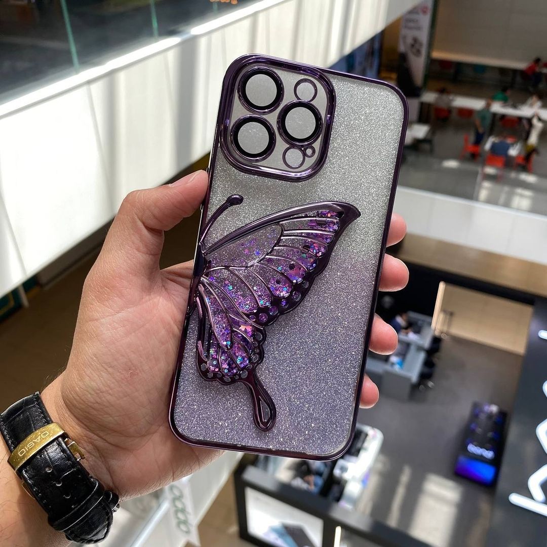 Shimmery Butterfly Glitter Case – 2-in-1 Protection & Style (Available in 6 Colors)