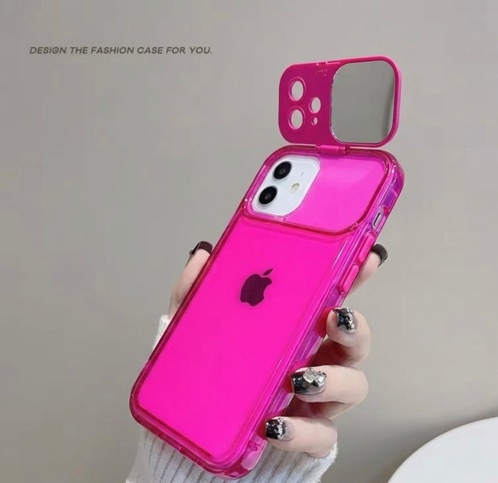Premium Neon Pink Mirror Stand Case 70% OFF TODAY