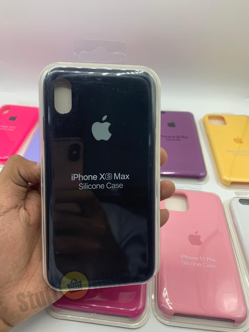 APPLE iPhone X / Xs Silicone Logo Case Purple Red Pink Yellow Lilac Plum Maroon